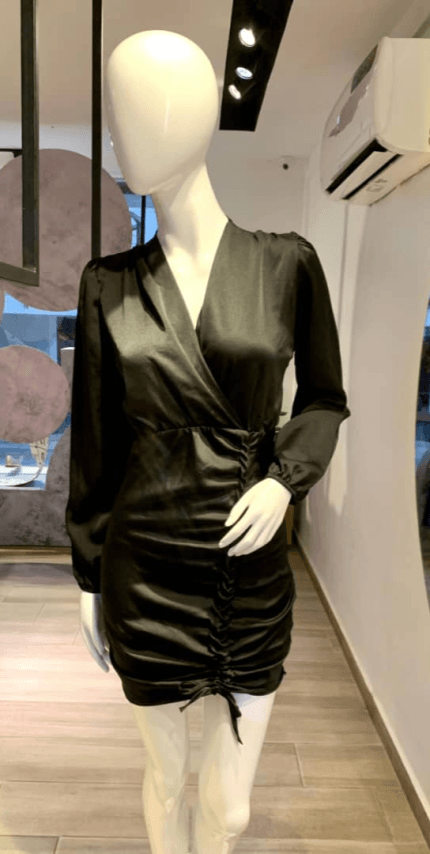 Black Silk Mini Dress (UK 6 - GLD0050)