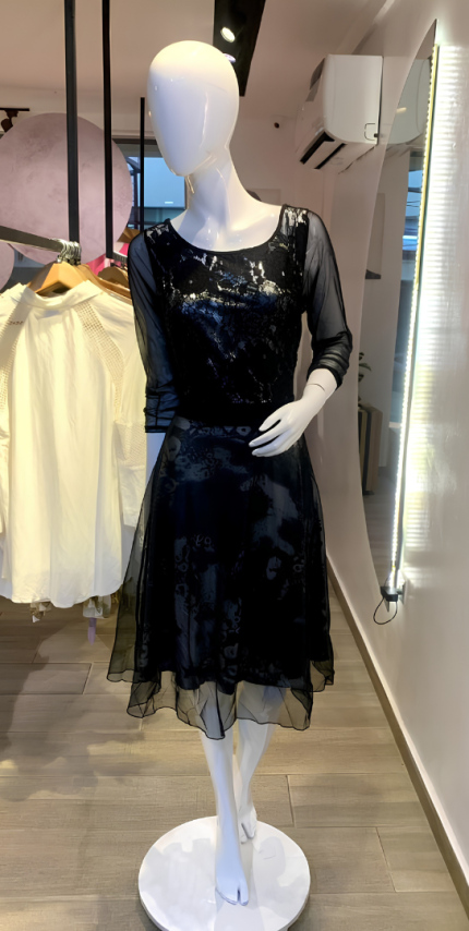 Black Lace Midi Dress (UK 10 - GLD0042)