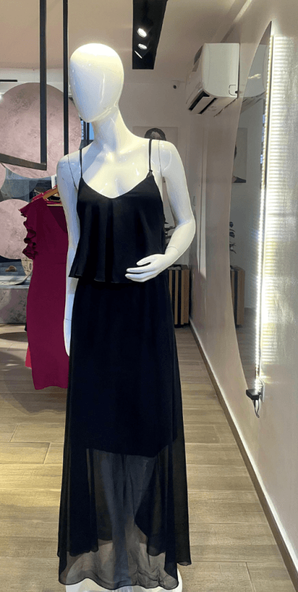 Black Sleeveless Maxi Dress (UK 10 - GLD0023)