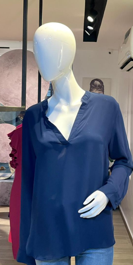 Navy Blue Chiffon Top (UK 10 - GLT0029)