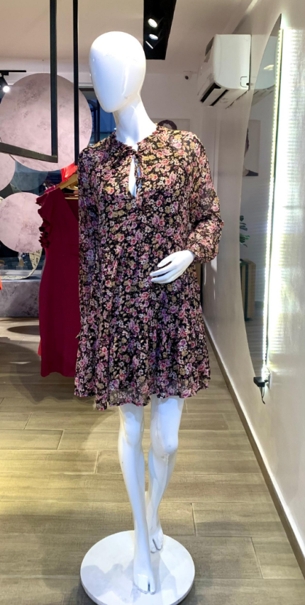 Pink Pattern Midi Dress (UK 10 - GLD0055)