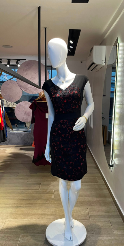 Black Pattern Corporate Midi Dress (UK 16 - GLD0096)