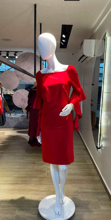 Red Corporate Midi Dress (UK 10 - GLD0098)