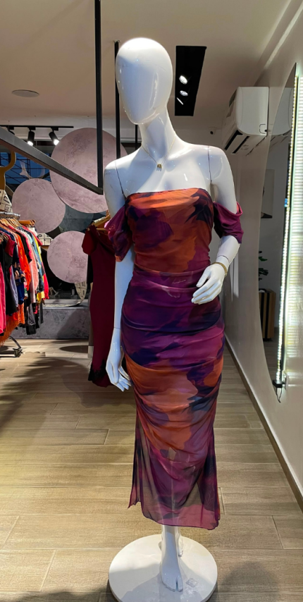 Pink Pattern Maxi Dress (UK 12 - GLD0114)